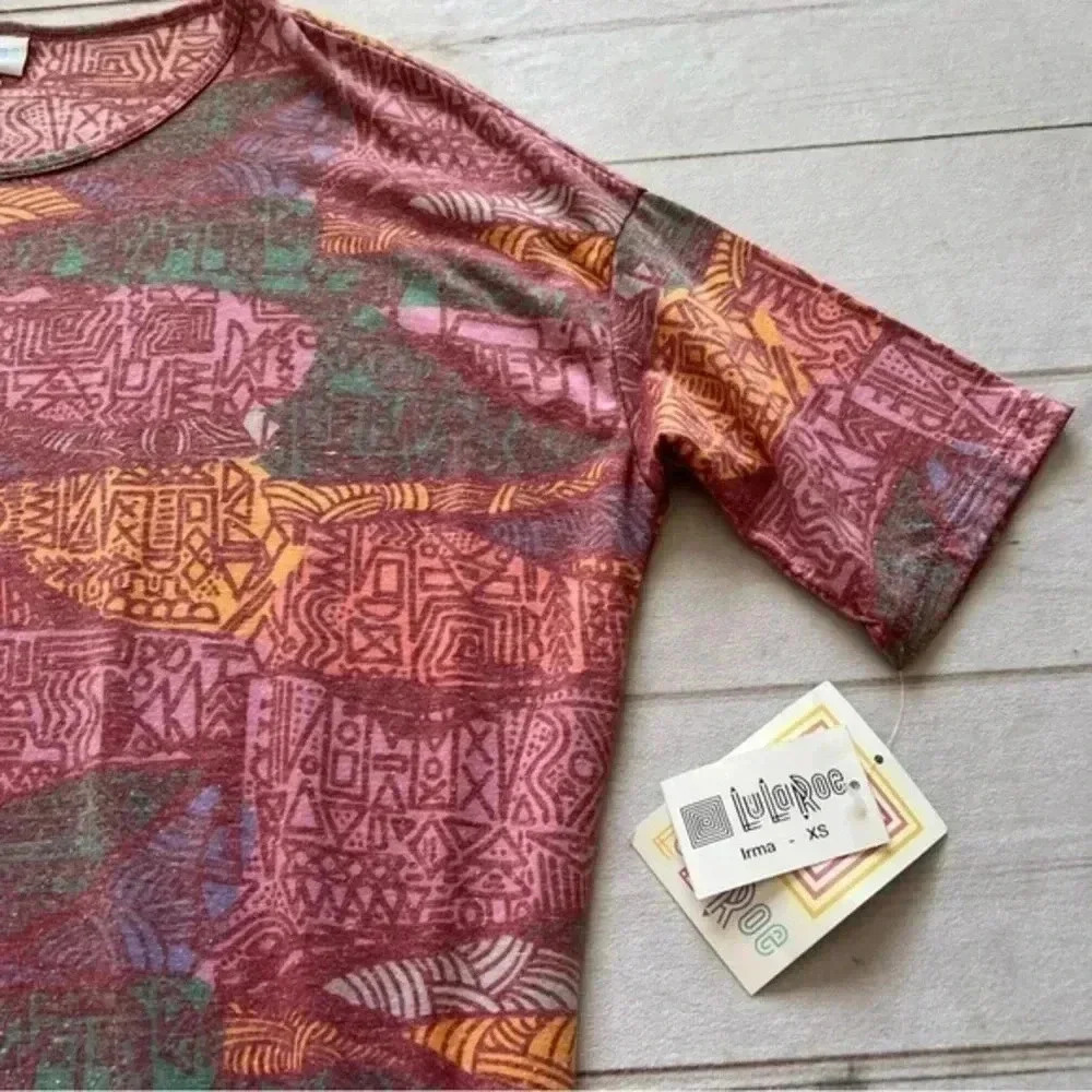 NEW Lularoe SS Tunic Irma Top Sz XS Poly Cotton Rayon Spandex Bust - Picture 3 of 10